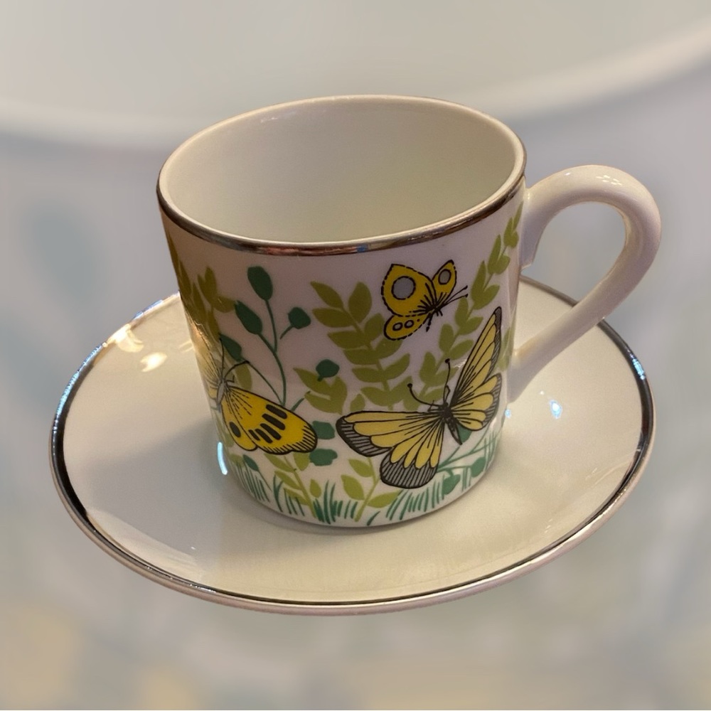 Vintage espresso cup & saucer by Fitz & Floyd for Sakowitz mint condition